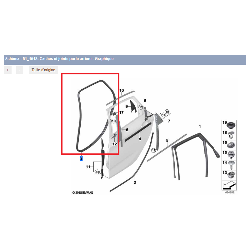 Joint de porte arrière coté au choix pour BMW Série 2 F45 Active