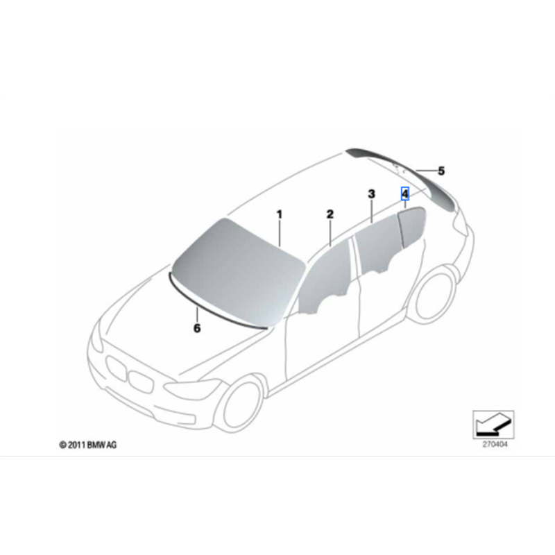 Vitre latérale arrière (côté au choix) BMW Série F40