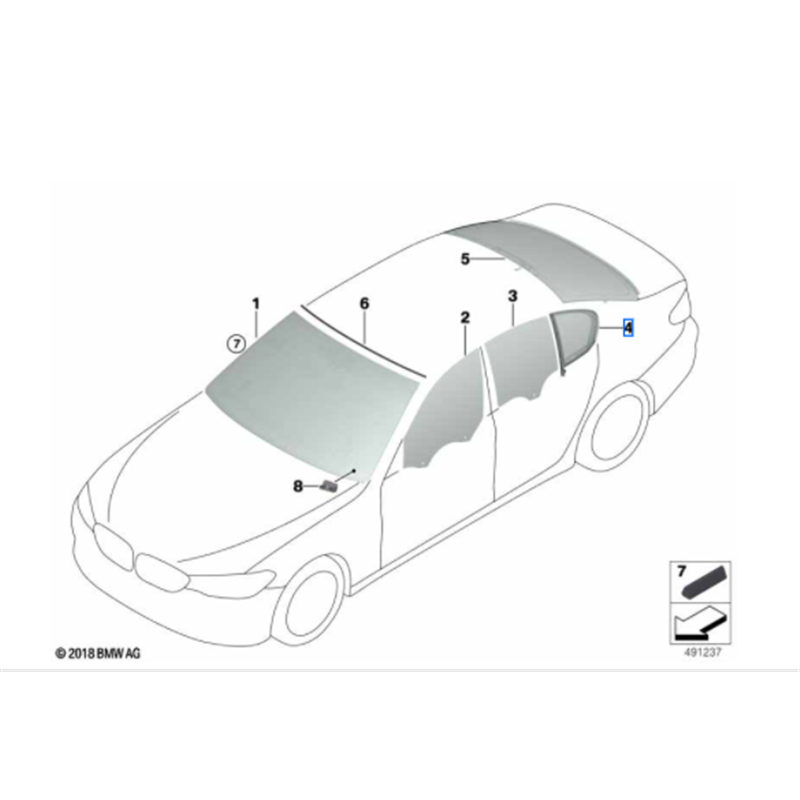 Vitre latérale arrière fixe (côté au choix) BMW Série 5 G30