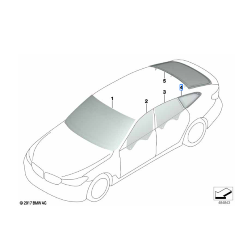 Vitre latérale arrière fixe (côté au choix) BMW Série 6 G32 GT