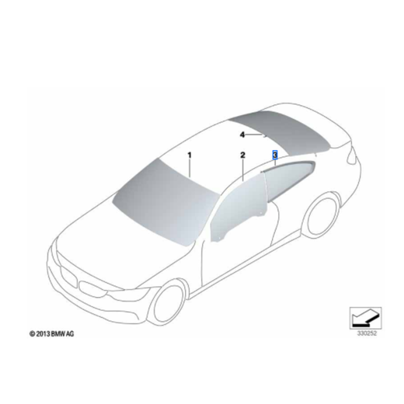 Vitre latérale arrière fixe (côté au choix) BMW Série 4 F32 F82