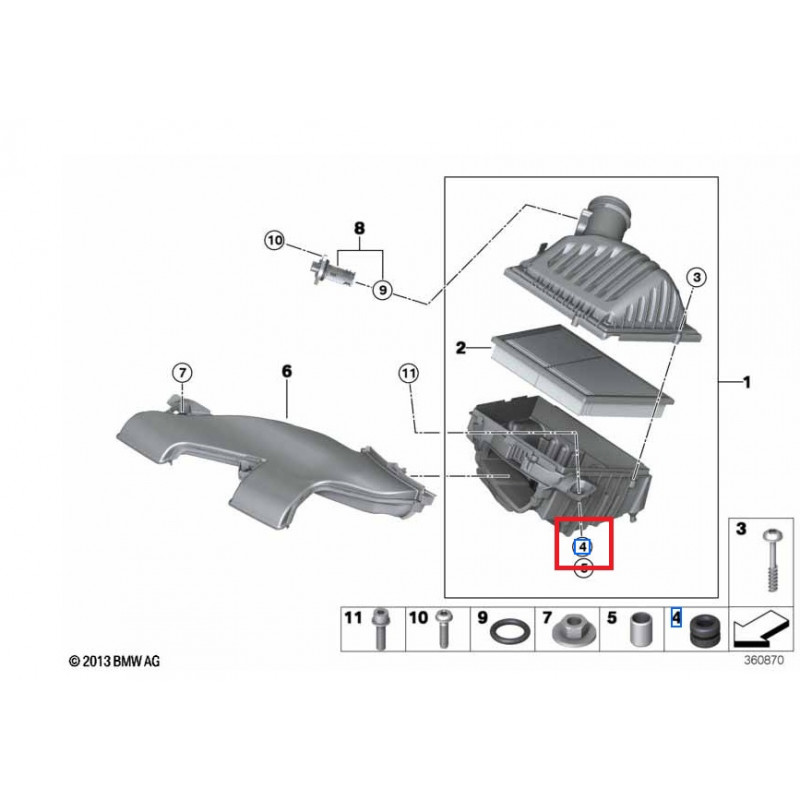 Manchon Caoutchouc Avec Douille De Boite Air Pour Bmw S Rie Active Tourer F Gran Tourer F