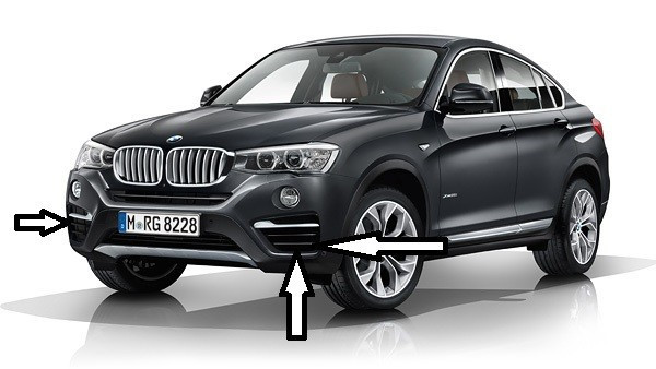 Grilles latérales de pare-choc avant finition Xline pour BMW X4 F26