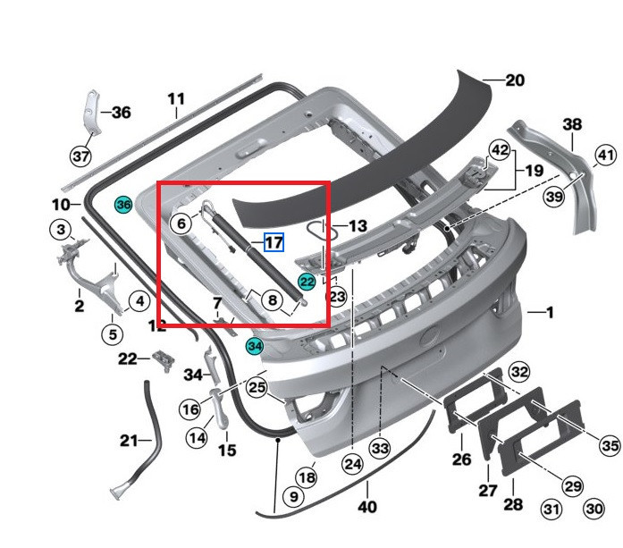 Vérin / Actionneur à broche de coffre arrière (coté au choix) pour BMW Série 4 Gran Coupé F36