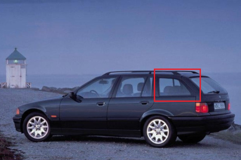 Vitre de porte coffre arrière (coté au choix) pour BMW Série 3 E36 Touring