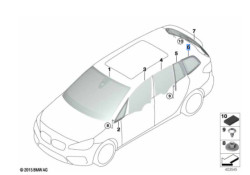 Vitre latérale arrière fixe (côté au choix) BMW Série 2 F46