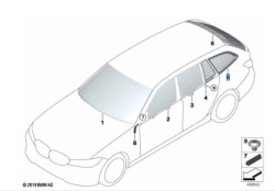 Vitre latérale arrière fixe teintée (côté au choix) BMW Série 3 G21