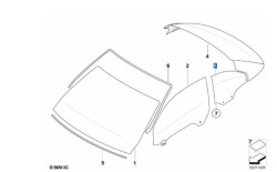 Vitre latérale arrière côté droit BMW Série 3 E93 Cabriolet