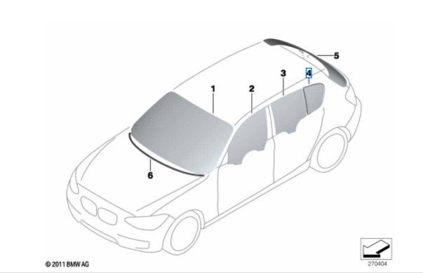 Vitre latérale arrière teintée (côté au choix) BMW Série F40