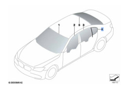Vitre latérale arrière fixe (côté au choix) BMW Série 7 F01 &  F04 Hybrid