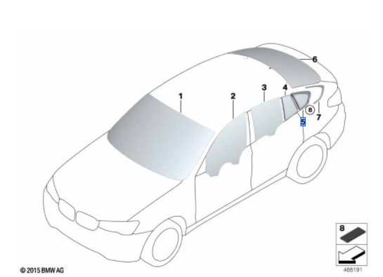 Vitre latérale arrière fixe (côté au choix) BMW X4 F26