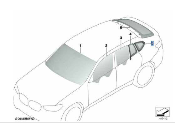 Vitre latérale arrière fixe teintée (côté au choix) BMW X4 G02