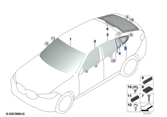 Vitre latérale fixe arrière teintée (côté au choix) BMW X6 G06