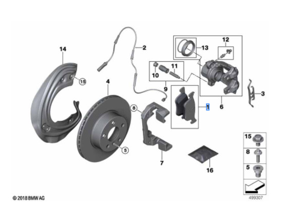 Plaquette de frein avant avec témoin d'usure pour BMW Série 3 G20 G21