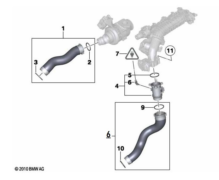 Conduite d'air de suralimentation (au choix) pour BMW Série 1 F20 F21 (diesel uniquement)