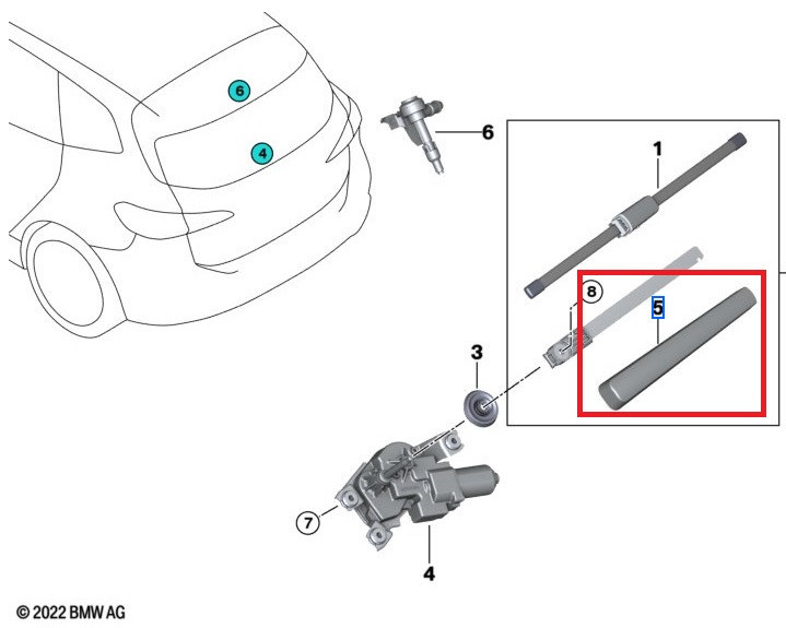Cache de bras d'essuie-glace arriere pour BMW Active Tourer U06
