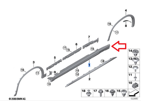 Bas de caisse (M) en apprêt (coté gauche) pour BMW X2 F39
