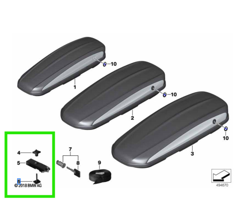 KIT Plaque de serrage avec vis de maintien pour coffre de toit BMW