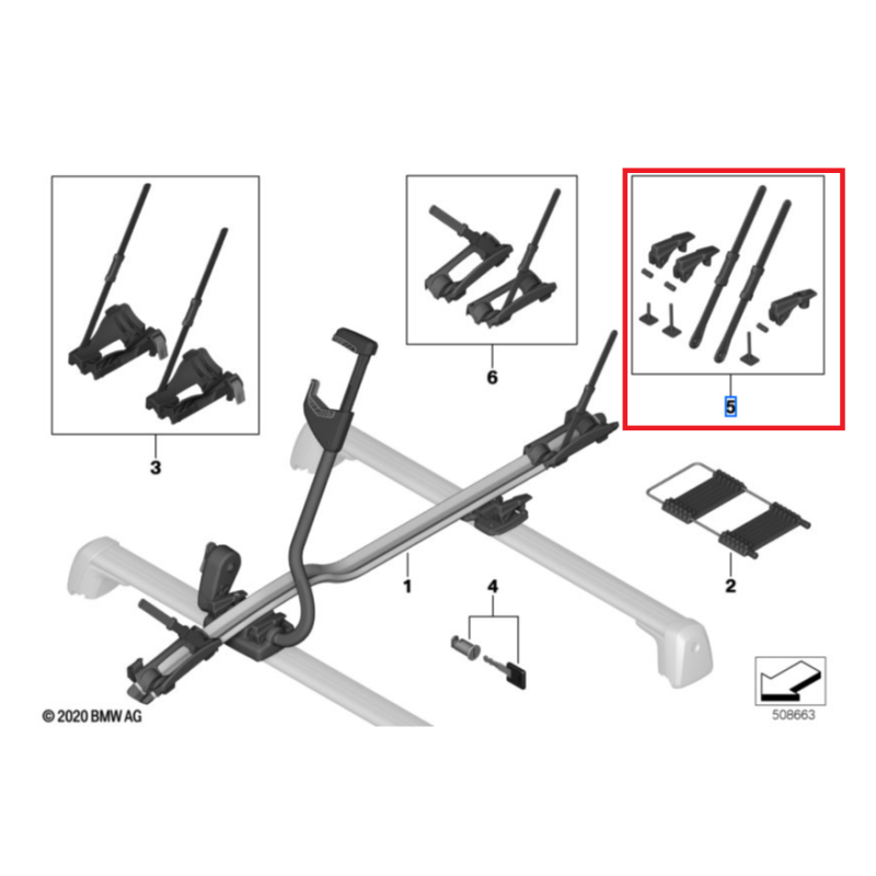Kit pièces de rechange pour porte-vélo de randonnée, verrouillable BMW Série 1