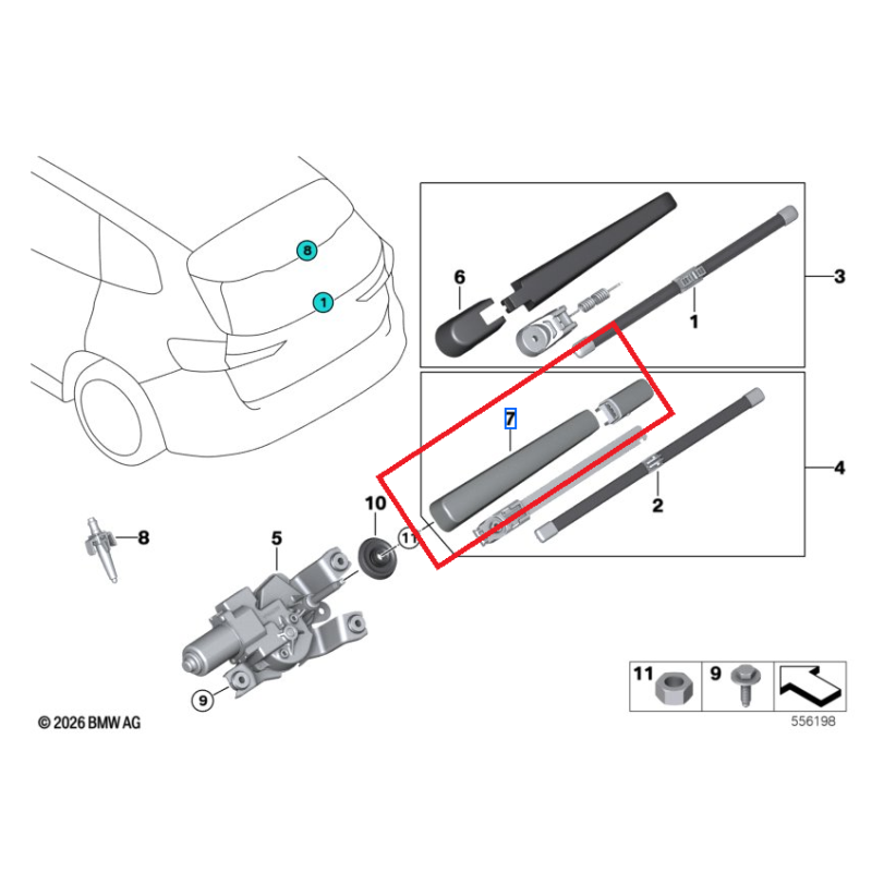 Cache de bras d'essuie-glace pour BMW X1 U11